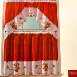 3PC Jingle Bells Christmas Kitchen Curtain Set